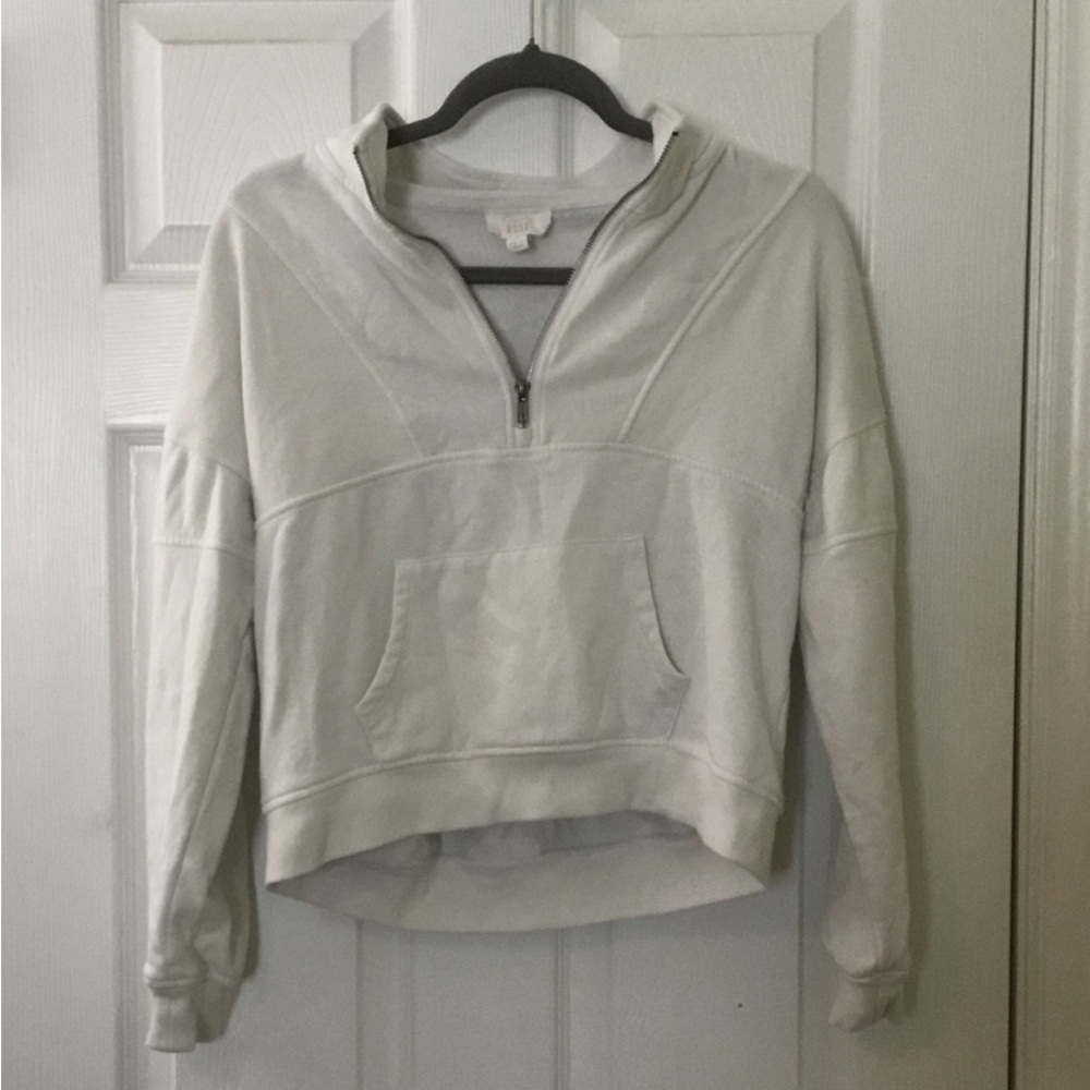 Hippie Rose Off-White Half-Zip Pullover Hoodie